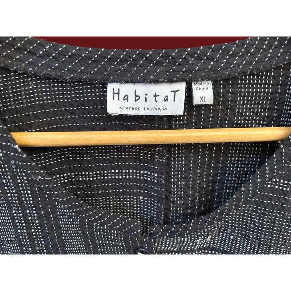 Habitat Black White Geometric Print Button Blouse Minimalist Modern XL Relaxed - Picture 4 of 6